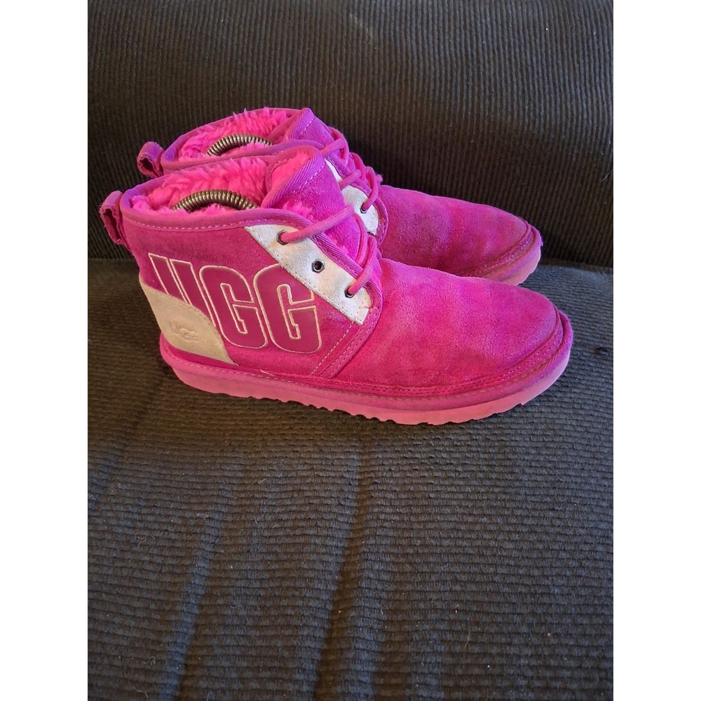 UGG Chukka Neumel Womens Boots 6 Pink Sorbet Suede Shearling Fur Lined - Picture 3 of 8